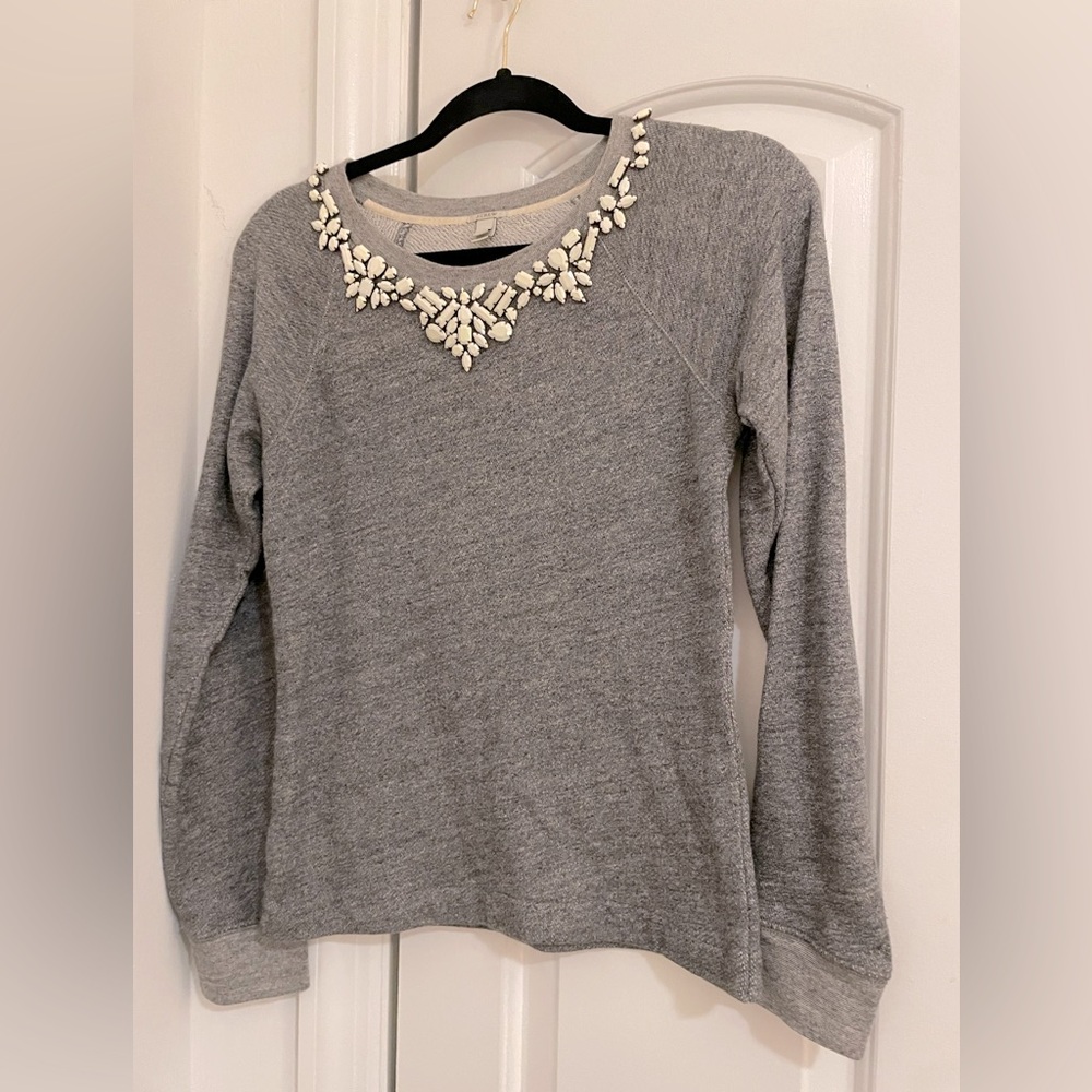 Grey jcrew sweater bejeweled small